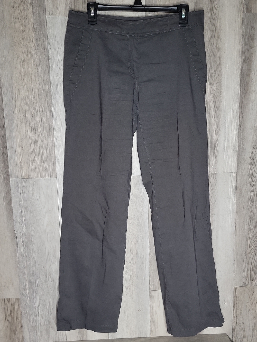 Eileen Fisher Linen Blend Trouser Pants Womens 8 Straight Leg Business Slacks